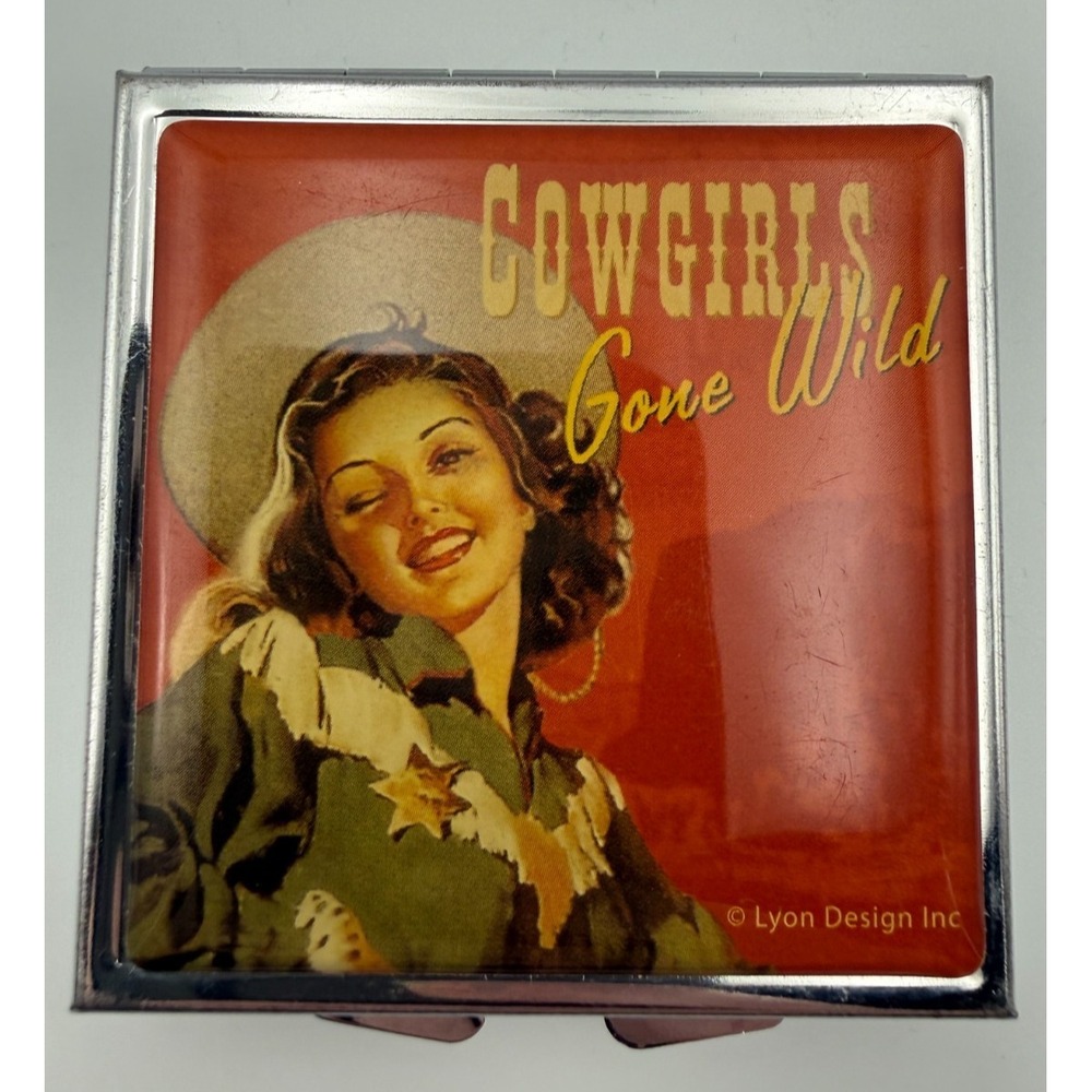 Lyon Design Inc Metal "Cowgirls Gone Wild" Tin w/Mirror and Split Tray, Country
